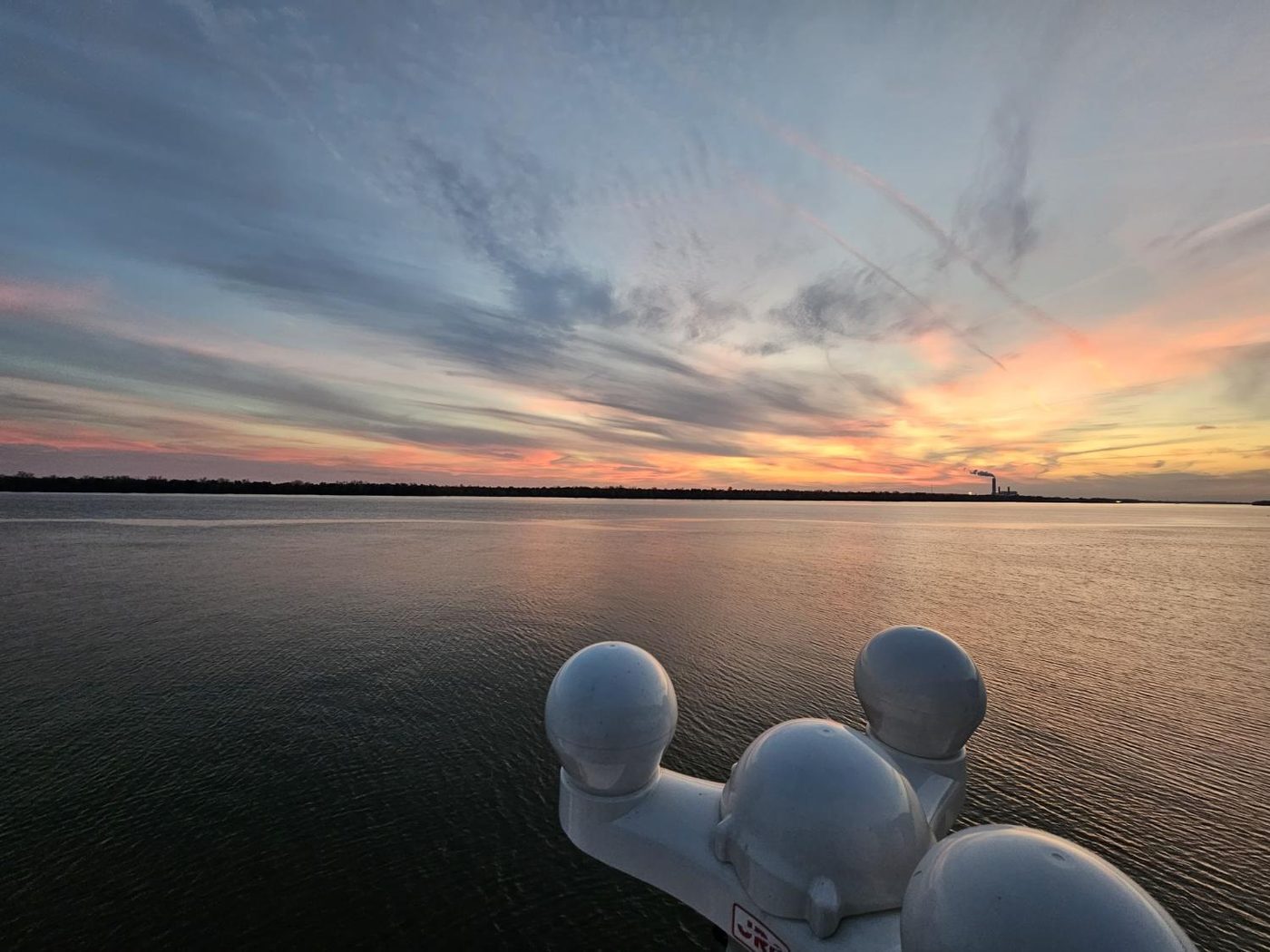 Radar and satellite domes at sunset