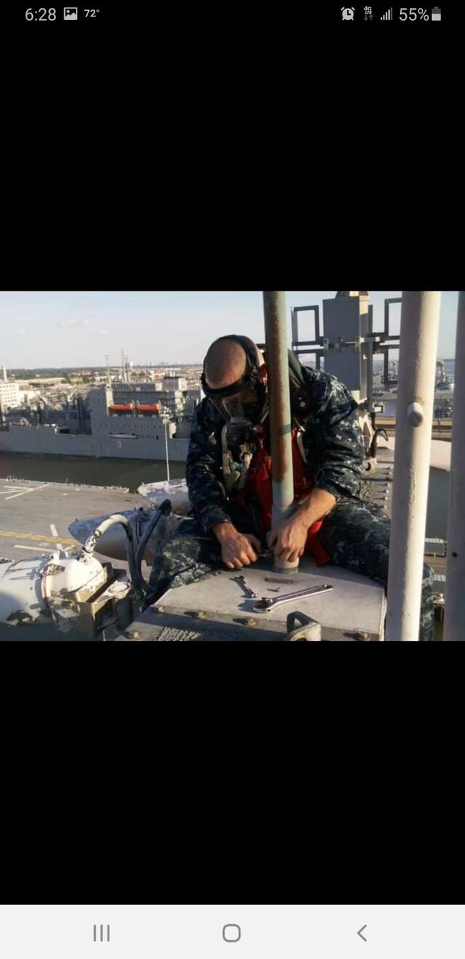 Antenna and mast work on vessel